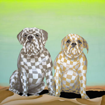 Painting titled "LV Pups" by Sarah Edwards, Original Artwork, Acrylic
