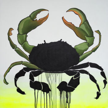 Painting titled "Black Crab" by Sarah Edwards, Original Artwork, Acrylic