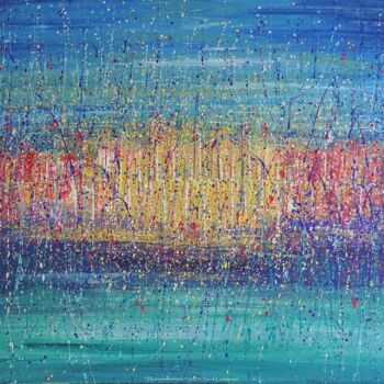 Painting titled "Horizons lointains" by Sarah Leseigneur, Original Artwork, Acrylic Mounted on Wood Stretcher frame