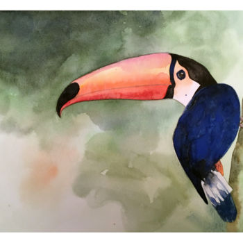 Pittura intitolato "toucan.jpg" da Sarah Quarelle, Opera d'arte originale, Acquarello