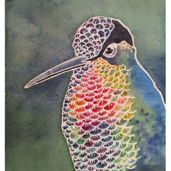 Картина под названием "oiseau-1.jpg" - Sarah Quarelle, Подлинное произведение искусства, Акварель