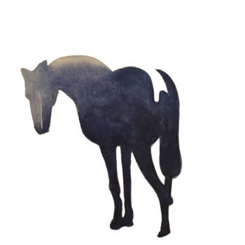 Painting titled "cheval.jpg" by Sarah Quarelle, Original Artwork, Watercolor