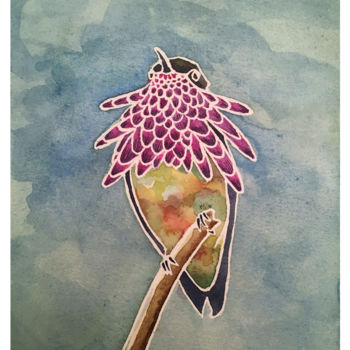 Painting titled "colibri perché.jpg" by Sarah Quarelle, Original Artwork, Watercolor