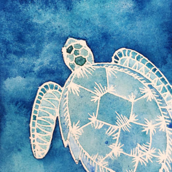 Ζωγραφική με τίτλο "tortue.jpg" από Sarah Quarelle, Αυθεντικά έργα τέχνης, Ακουαρέλα