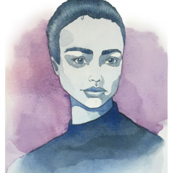 Malerei mit dem Titel "Portrait" von Sarah Quarelle, Original-Kunstwerk, Aquarell