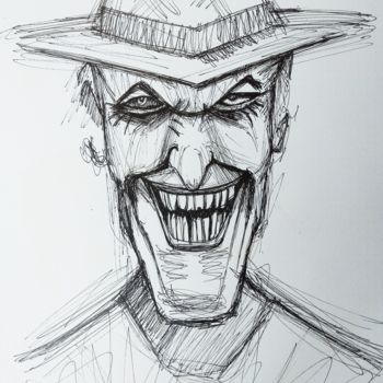 Desenho intitulada "The joker in black" por Sarah Soviany, Obras de arte originais, Canetac de aerossol
