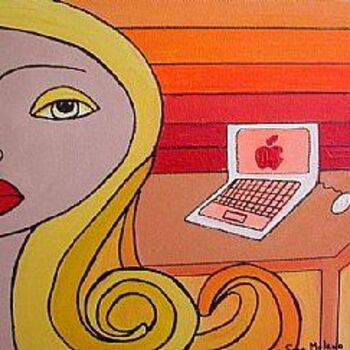 Schilderij getiteld "L'Artefact Apple" door Sara Molano, Origineel Kunstwerk