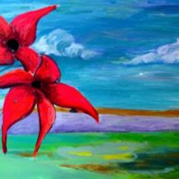 Painting titled "Flores FLOWERS PAIN…" by Sara Raquel Sarangello, Original Artwork, Oil