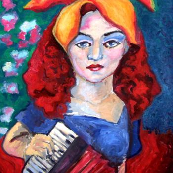Pintura intitulada "Música ACORDEÓN" por Sara Raquel Sarangello, Obras de arte originais, Óleo