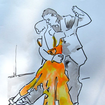 绘画 标题为“DANCE TANGO INK” 由Sara Raquel Sarangello, 原创艺术品, 墨