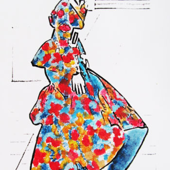 Schilderij getiteld "ORIENTE POP WOMAN F…" door Sara Raquel Sarangello, Origineel Kunstwerk, Inkt