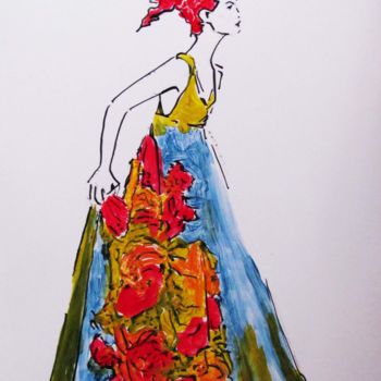 Zeichnungen mit dem Titel "Femme" von Sara Raquel Sarangello, Original-Kunstwerk, Tinte