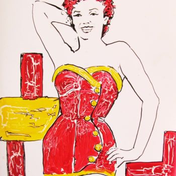Painting titled "Marilyn red" by Sara Raquel Sarangello, Original Artwork, Oil