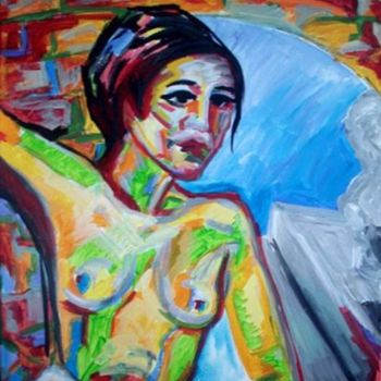 Painting titled "MARÍA nude erotic" by Sara Raquel Sarangello, Original Artwork, Acrylic