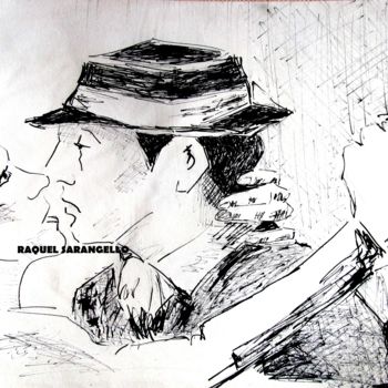 Zeichnungen mit dem Titel "Amores de tango" von Sara Raquel Sarangello, Original-Kunstwerk, Tinte