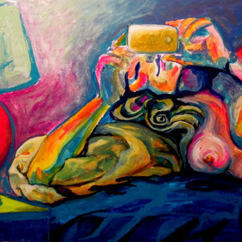 Peinture intitulée "Selfie nude" par Sara Raquel Sarangello, Œuvre d'art originale, Acrylique