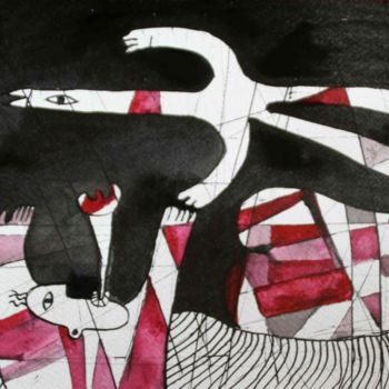 Dibujo titulada "L'oiseau rose" por Sara Picazo, Obra de arte original, Otro