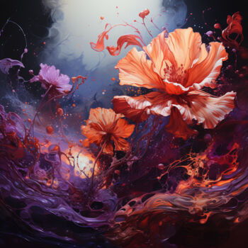 Digital Arts titled "Fancy flowers-4" by Saras, Original Artwork, Digital Painting