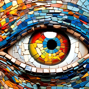 Arts numériques intitulée "Eye in a mosaic 2" par Saras, Œuvre d'art originale, Peinture numérique