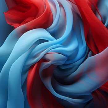 Digitale Kunst getiteld "Floating blue-red s…" door Saras, Origineel Kunstwerk, Digitaal Schilderwerk
