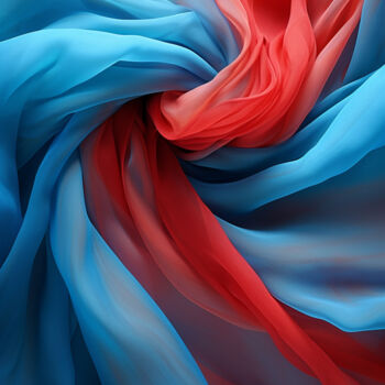 Painting titled "Floating blue-red s…" by Saras, Original Artwork, AI generated image