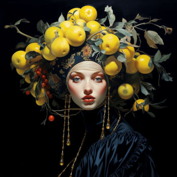 Цифровое искусство под названием "Girl in lemons 2" - Saras, Подлинное произведение искусства, Изображение, сгенерированное…