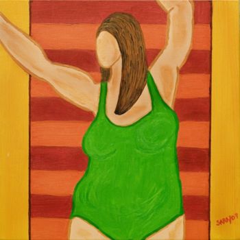 Pintura intitulada "Gorda de frente na…" por Sara Vieira, Obras de arte originais, Óleo