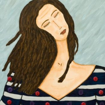 Pintura titulada "Wind ou Rapariga co…" por Sara Vieira, Obra de arte original, Oleo