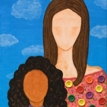 Pintura intitulada "Raparigas com botõe…" por Sara Vieira, Obras de arte originais, Óleo