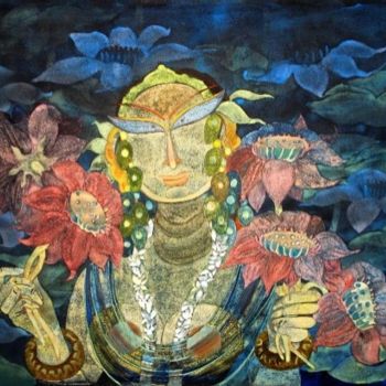 Pintura titulada "draupadi" por Sarbani Dasgupta, Obra de arte original