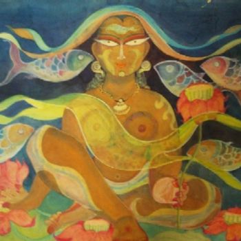 Pintura titulada "matsa kannya" por Sarbani Dasgupta, Obra de arte original