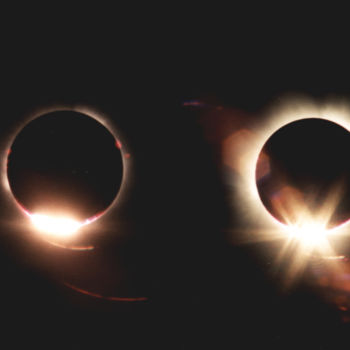 Fotografie mit dem Titel "Double éclipse de s…" von Sarcie, Original-Kunstwerk, Analog Fotografie Auf Andere starre Platte m…
