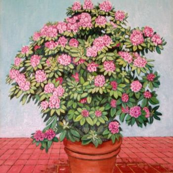 Painting titled "Vaso con Rododendro" by Angelo Sara, Original Artwork