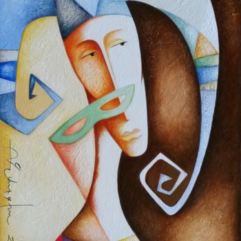 Peinture intitulée "Two Persons" par Sargis Zakarjan, Œuvre d'art originale, Acrylique