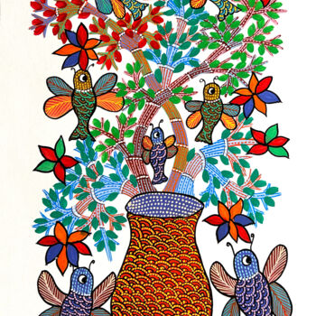 Painting titled "Tree Of Life 8" by Sarita Dhurvey, Original Artwork, Acrylic