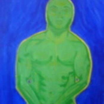 Schilderij getiteld "The Greenmanshow" door Sarita B, Origineel Kunstwerk