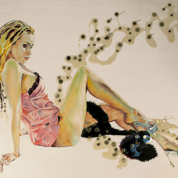 Malerei mit dem Titel "Symba as Danae" von Sarita Nanni, Original-Kunstwerk, Öl
