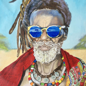Painting titled "Rasta man" by Sarita Nanni, Original Artwork, Oil