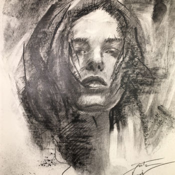 Drawing titled "Charcoal portrait" by Sarita Nanni, Original Artwork, Charcoal