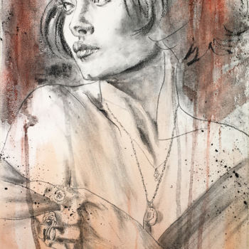 「Taylor LaShae」というタイトルの描画 Sarita Nanniによって, オリジナルのアートワーク, 木炭