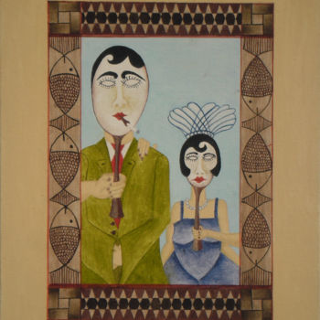 Peinture intitulée "mascaras" par Sarlanga, Œuvre d'art originale, Huile