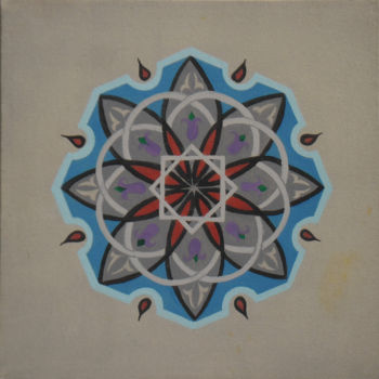Malerei mit dem Titel "Mandala 42" von Sarlanga, Original-Kunstwerk, Öl