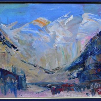 Painting titled "The snowy mountains…" by Sarmite Caune, Original Artwork