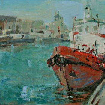Painting titled "In the Port I" by Sarmite Caune, Original Artwork