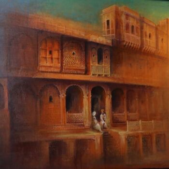 Painting titled "Patwahon-Ki-Haveli,…" by Sarnjit Singh, Original Artwork, Acrylic