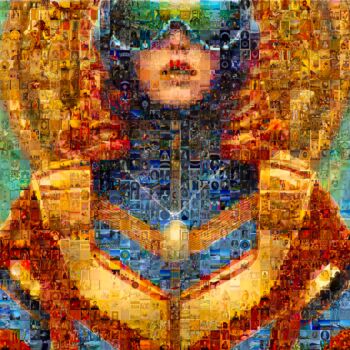 Цифровое искусство под названием "Mosaic girl 001" - Saro, Подлинное произведение искусства, Манипулированная фотография Уст…