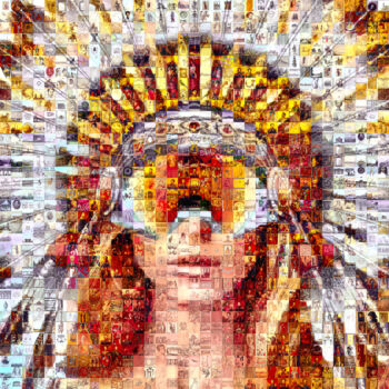 Arte digital titulada "Mosaic Girl 005" por Saro, Obra de arte original, Collages digitales