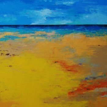 Pintura intitulada "Yellow Beach I (ref…" por Saroja, Obras de arte originais, Óleo Montado em Armação em madeira