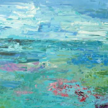 Painting titled "1232-40MM Seascape…" by Saroja, Original Artwork, Oil Mounted on Wood Panel