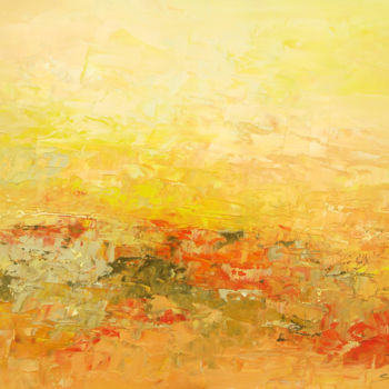 Painting titled "Landscape Salmon (1…" by Saroja, Original Artwork, Oil Mounted on Wood Panel